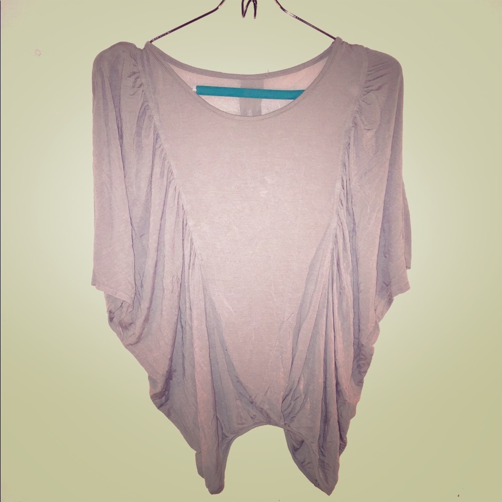 Large size Gray sheer back Bebe dress blouse